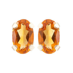 10K Gold Stud Earring with Genuine Citrine